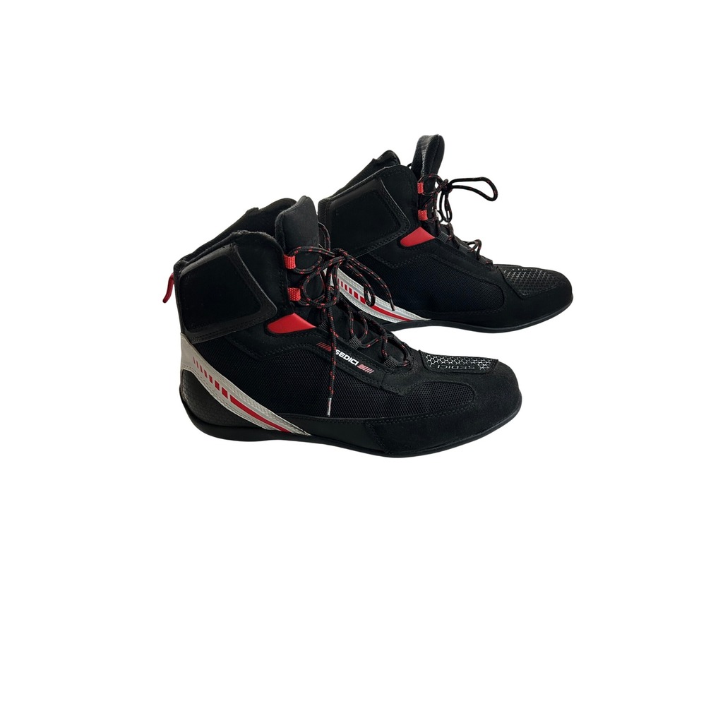Sedici Federico 2 Mesh Motorcycle Boots Black Red Mens Size 10 Euro 43